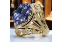 مجوهرات فينتاج خاتم Alexandrite 8 كارت من الذهب الأصفر vrc031x-ax Art Deco أسلوب سوفيتي روسي اتحاد الجمهوريات السوفيتية